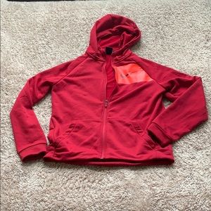 Nike Boys Zip-up Hooded Red Sweatshirt
